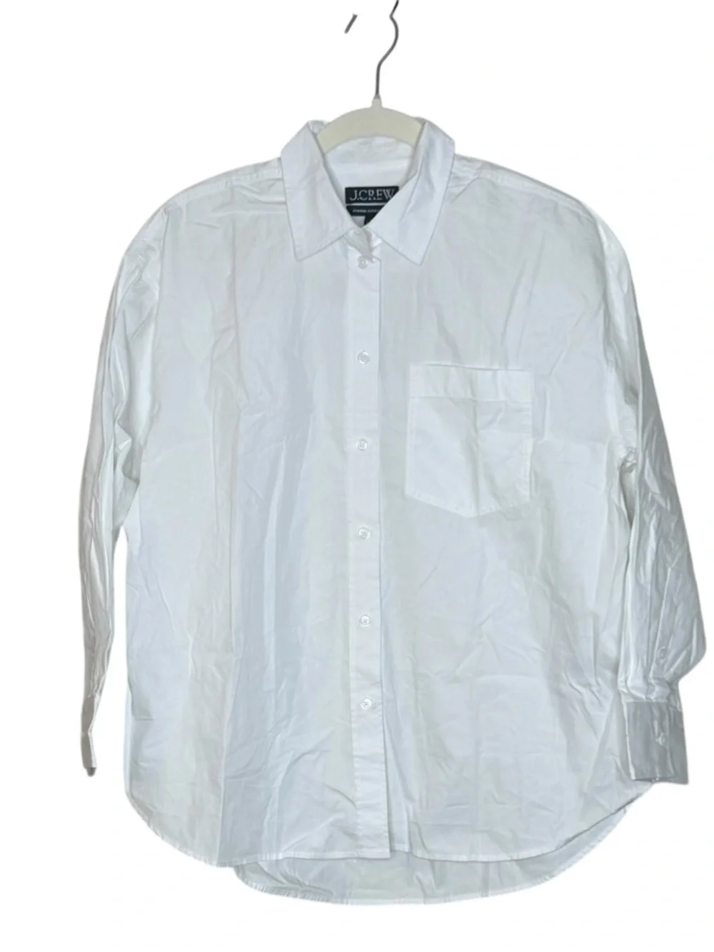 J. Crew White Button-Up Cotton Shirt